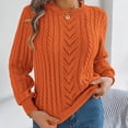 thumbnail image 1 of Juslio Women Sweaters Pullovers Women Tops Solid Crew Neck Casual Fashion Orange, 1 of 8