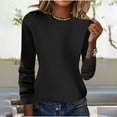 thumbnail image 1 of Juslio Women Sweaters Pullovers Women Tops Solid Crew Neck Long Sleeve Knit Black, 1 of 6