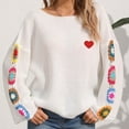 thumbnail image 1 of Juslio Women Sweaters Pullovers Womens Tops Solid Crew Neck Long Sleeve Knit White, 1 of 8