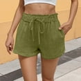 thumbnail image 1 of Juslio Women's Shorts Drawstring Pockets Loose Comfy Cotton Linen Solid Casual Shorts Women, 1 of 8