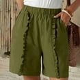thumbnail image 1 of Juslio Women's Shorts Ruffle Casual Pockets Loose Comfy Cotton Linen Solid Shorts Women, 1 of 6