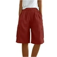 thumbnail image 1 of Juslio Women's Shorts Straight Leg Solid Casual Pockets Loose Comfy Cotton Linen Shorts Women, 1 of 6