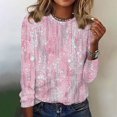 thumbnail image 1 of Juslio Womens Blouse Long Sleeve Shirts Plus Size Flowers Tops Crew Neck Casual Blouses Pink XL, 1 of 4