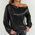 thumbnail image 1 of Juslio Womens Blouse Long Sleeve Shirts Plus Size Solid Color Casual V-Neck Tops Blouses Black L, 1 of 7