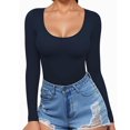 thumbnail image 1 of Juslio Womens Blouse Long Sleeve Shirts Plus Size Solid Color Tops Crew Neck Casual Blouses Blue M, 1 of 5