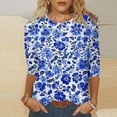 thumbnail image 1 of Juslio Womens Blouses 3/4 Sleeve Floral Print Tops Crew Neck Casual Blouses Multicolor S, 1 of 5