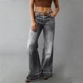 thumbnail image 1 of Juslio Womens Denim Straight Jeans High Waist Pocket Casual Gray Jeans, 1 of 9