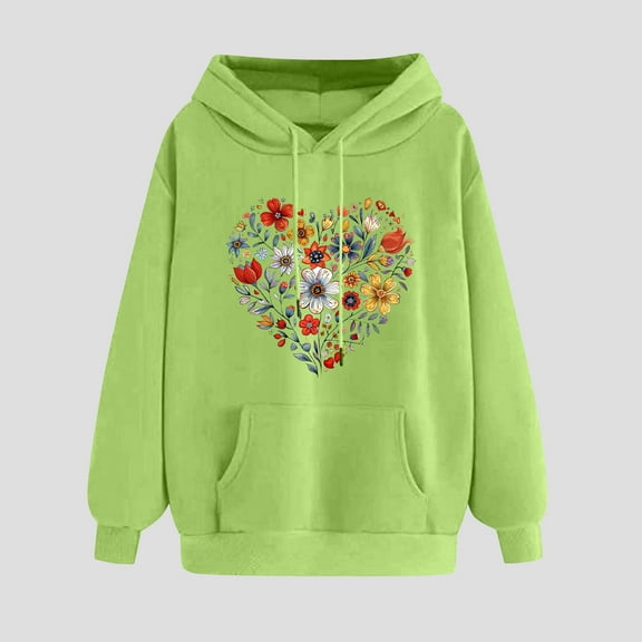 Juslio Womens Hoodies Ladies Sweatshirts Pullover Outerwear Pocket Long Sleeve Green