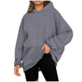 thumbnail image 1 of JUSLIO Sweatshirts for Women Kangaroo Pocket Solid Pullover Long Sleeve Hooded Hoodies Dark Gray L, 1 of 8
