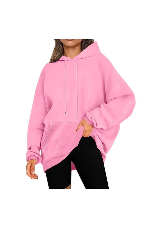 Womens Hoodies Pullover Long Sleeve Outerwear Pocket Drawstring Hooded Sweatshirts