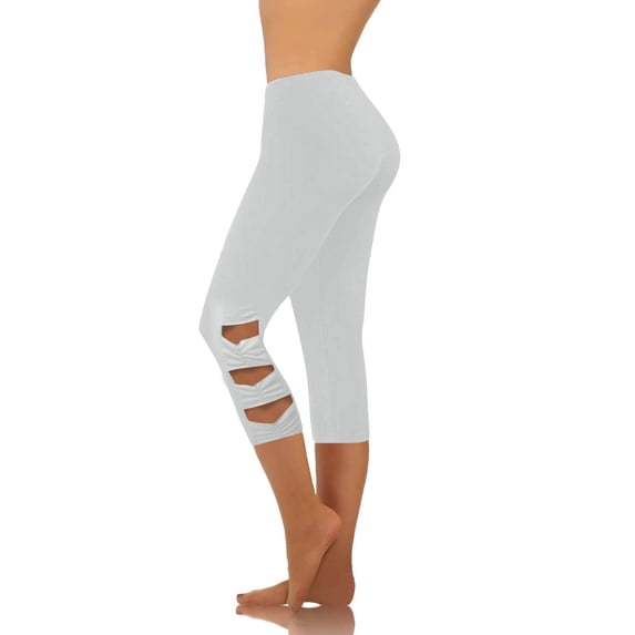 Juslio Womens Leggings High Waisted Flare Leg Yoga Pants Ripped,Tummy Control Running Athletic Workout Leggings
