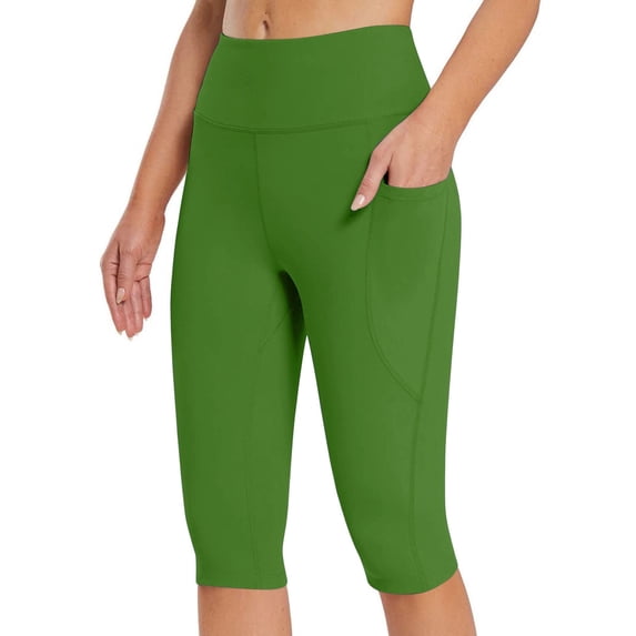 Juslio Womens Leggings High Waisted Yoga 7/8 Length Pants with Pockets,Tummy Control Running Athletic Workout Leggings