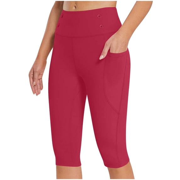 Juslio Womens Leggings High Waisted Yoga 7/8 Length Pants with Pockets,Tummy Control Running Athletic Workout Leggings