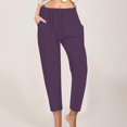 thumbnail image 1 of Juslio Womens Linen Pants Casual with Pockets Drawstring,Linen High Waist Taper Pants M, 1 of 6