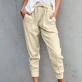thumbnail image 1 of Juslio Womens Linen Pants High Waist Slim-Leg Elastic Waist,Plus Size Linen Linen Pants 3XL, 1 of 7