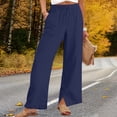 thumbnail image 1 of Juslio Womens Linen Pants Plus Size Side Opening Elastic Waist Linen High Waist with Pockets Straight Leg Pants, 1 of 8