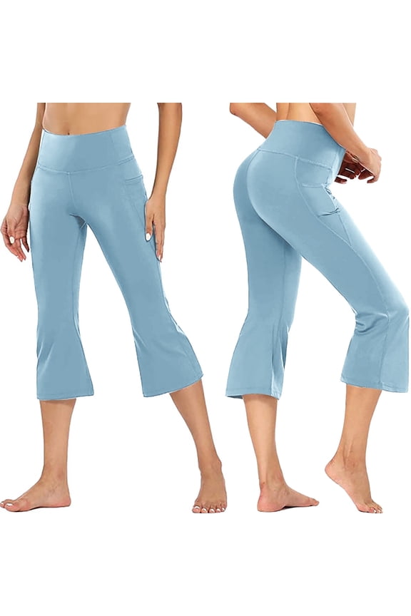 Womens Pajama Capris Flare Capris Soft Elastic Leggings Yoga Pants