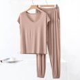 thumbnail image 1 of Juslio Womens Pajama Sets Solid Homewear Fashion Modal V-Neck Tops and Pants 2 Piece Matching Pajamas Sets XL, 1 of 5