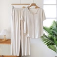 thumbnail image 1 of Juslio Womens Pajama Sets Solid Homewear Fashion Modal with Chest Pad Tops and Pants 2 Piece Matching Pajamas Sets L, 1 of 5