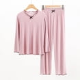 thumbnail image 1 of Juslio Womens Pajamas Solid Fashion Homewear Long Sleeve Tops and Loose Pants 2-Piece Matching Pajamas Sets 2XL, 1 of 6