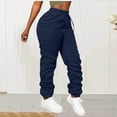 thumbnail image 1 of Juslio Womens Pants High Waist Ruched Bottom Cargo Pants High Elastic Casual Comfortable Straight Pants, 1 of 7
