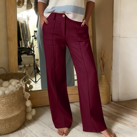 Juslio Womens Pants Loose Casual Comfortable High Waist Wide-Leg Pants