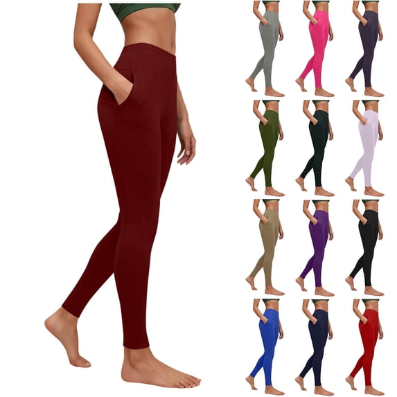 Juslio Yoga Pants for Women Workout Sporty Yoga Pants Leggings Comfortable High Waist High Elastic with Pockets Leggings
