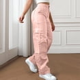 thumbnail image 1 of Juslio Womens Pants with Pockets Zipper Button Cargo Pants Comfortable High Waist High Elastic Straight Pants, 1 of 8
