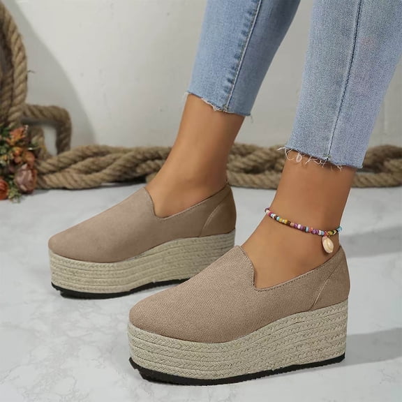 Juslio Womens Shoes Women's Fashion Solid Color Leisure Spring Shallow Mouth Wedges Shoes