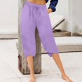 thumbnail image 1 of Juslio Womens Shorts Drawstring Pockets Loose Comfy Cotton Linen Solid Casual Ladies Shorts, 1 of 6