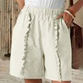 thumbnail image 1 of Juslio Womens Shorts Ruffle Pockets Loose Comfy Cotton Linen Solid Casual Ladies Shorts, 1 of 6
