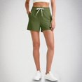 thumbnail image 1 of Juslio Womens Shorts Sporty Ribbed Breathable, Solid Fashion Drawstring with Pockets Army Green Shorts, 1 of 7