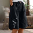 thumbnail image 1 of Juslio Womens Shorts Straight Leg Casual Pockets Loose Comfy Cotton Linen Print Ladies Shorts, 1 of 7