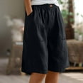 thumbnail image 1 of Juslio Womens Shorts Straight Leg Cotton Linen Solid Casual Pockets Loose Comfy Ladies Shorts, 1 of 8