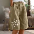 thumbnail image 1 of Juslio Womens Shorts Straight Leg Loose Comfy Cotton Linen Print Casual Pockets Ladies Shorts, 1 of 6
