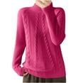 thumbnail image 1 of Juslio Womens Sweaters Cardigans Women Tops Solid Crew Neck Long Sleeve Knit Hot Pink, 1 of 2