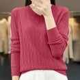thumbnail image 1 of Juslio Womens Sweaters Pullovers Sweaters Solid V Neck Knit Fashion Hot Pink, 1 of 3