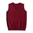 thumbnail image 1 of Juslio Womens Sweaters Pullovers Sweaters vests Solid V Neck Sleeveless Knit Wine, 1 of 3