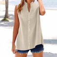 thumbnail image 1 of Juslio Womens Tank Tops Button with Pockets Linen Tank Tops Mock, Neck Casual Breathable Tank Top, 1 of 8