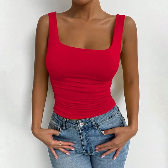 Juslio Womens Tank Tops Halter Summer Tank Tops Square,Neckline Casual Breathable Tank Top