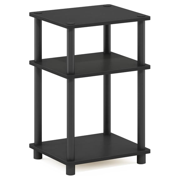 Just 3-Tier Turn-N-Tube End Table / Side Table / Night Stand / Bedside Table with Plastic Poles, 1-Pack, Americano/Black