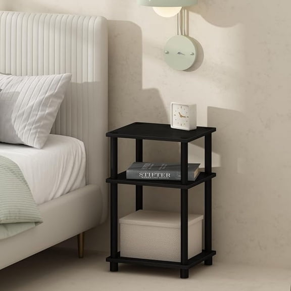 Just 3-Tier Turn-N-Tube Open Storage Nightstand, 2-Pack, Plastic Poles, Americano/Black
