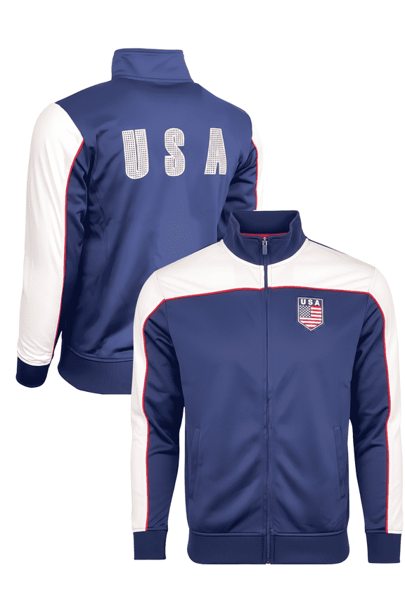 Just 4 Kicks Boys & Men's USA Flag Track Jacket, 100% Polyester, YS-XL