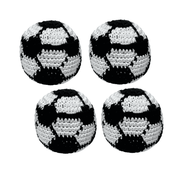 J4K Inc. Soccer Hacky Sack Juggling Footbags, Woven, White/Black, 4-Pack