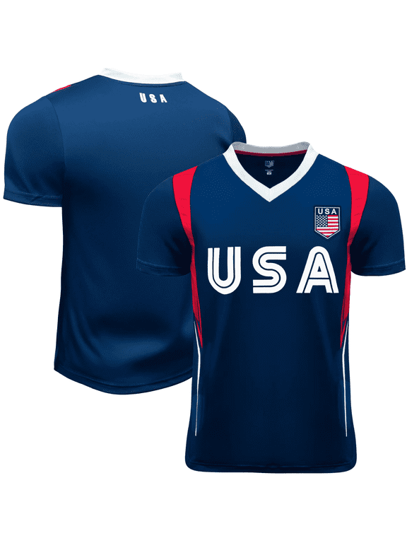 Inc USA Flag Soccer Jersey, Navy/Red/White, Polyester, YXS-XL