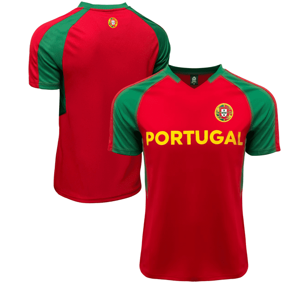 Just 4 Kicks Portugal Soccer Fan Jersey, Maroon/Green/Yellow, 100% Poly, YS-XL