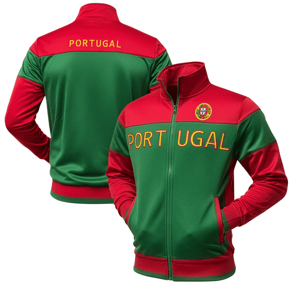 Just 4 Kicks Portugal Soccer Track Jacket, Red/Green, 100% Poly, YS-XL