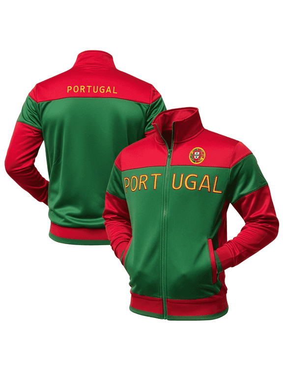 Just 4 Kicks Portugal Soccer Track Jacket, Red/Green, 100% Poly, YS-XL