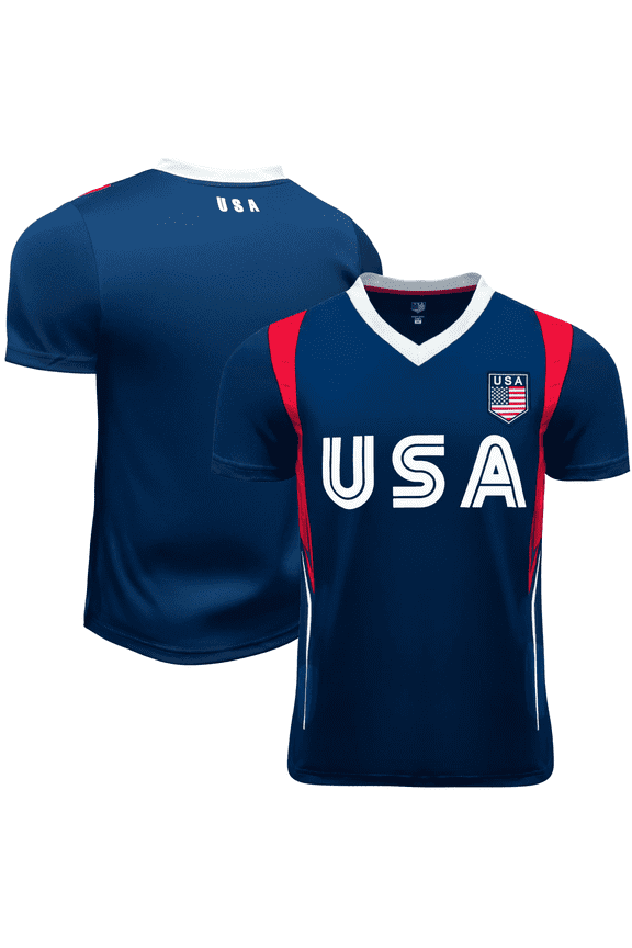 Inc USA Flag Soccer Jersey, Navy/Red/White, Polyester, YXS-XL