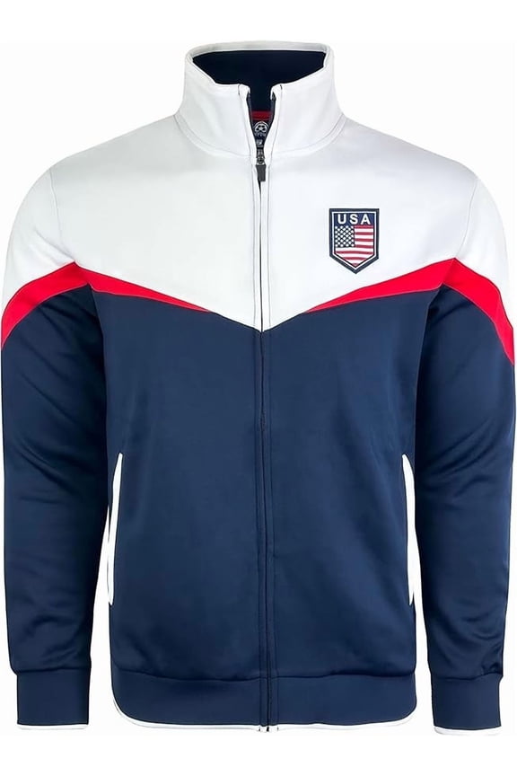 Just 4 Kicks USA Track Jacket, Red/White/Blue, 100% Poly, YS-XXL